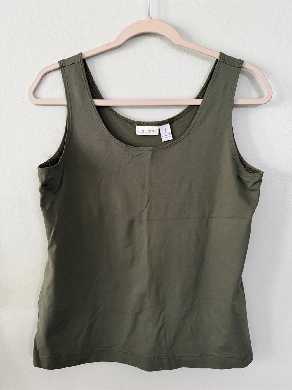 Chico's Olive Scoop Neck Tank Top
